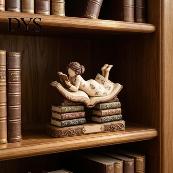 Graduation Gifts for Students Wooden Reading Figurine Ornament, 2D Flat Decorative Signs Book Lovers, Birthday Presents Librarians Literary Decoration