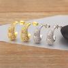 Nidin High Quality Moon Shape Pave Shiny Crystal Zircon Fine Stud Earrings For Women Irregular Geometric Ear Jewelry Accessories