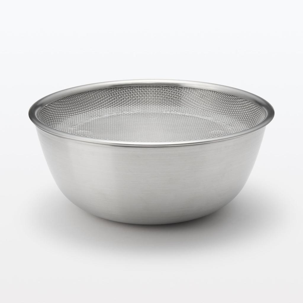 MUJI Stainless Steel Flat Diameter x Height cm 12828907 Colander, Large, Approx. 22.5 3.5