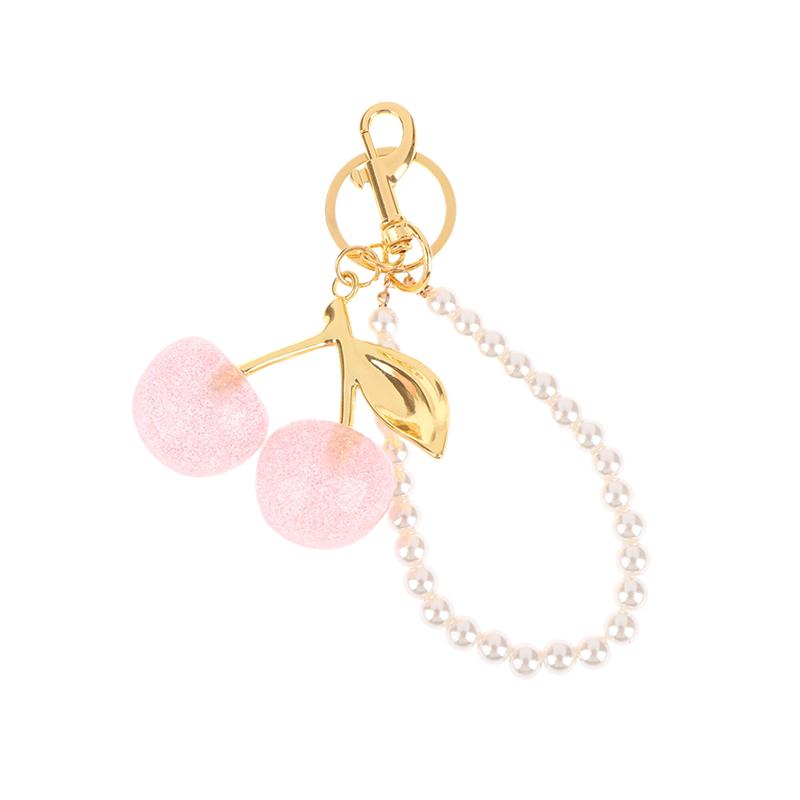 Šik klíčenka s černou/červenou třešní s třpytivým pryskyřičným přívěskem, ozdoba na dámskou kabelku, klíčenka, DIY doplňky