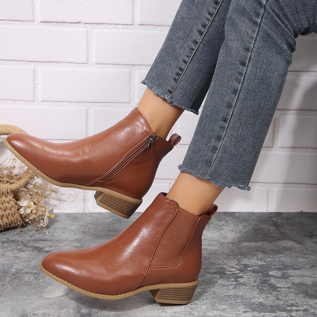 Large size Martin boots women's autumn and winter new low heel low tube side zipper short boots