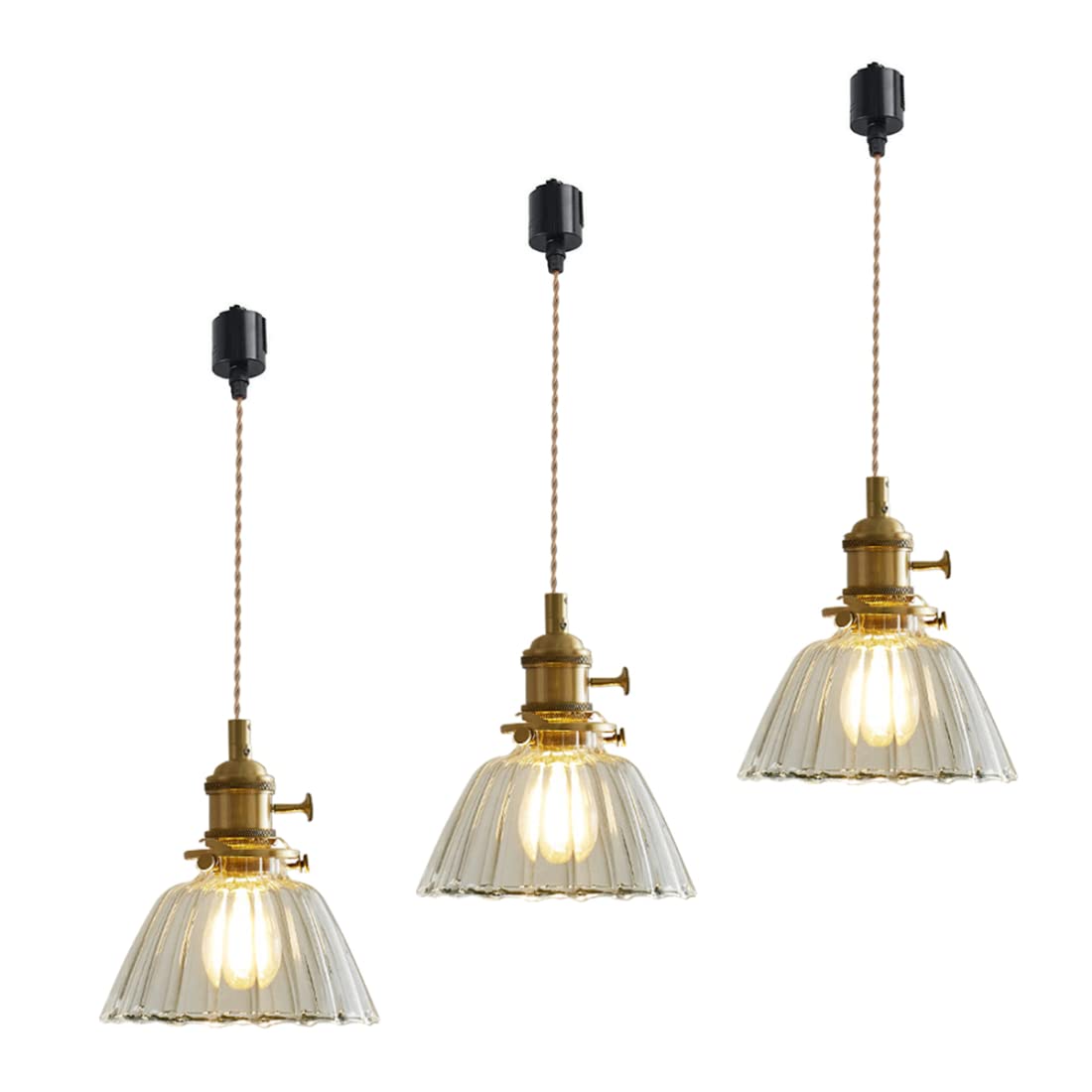 

Glass and Brass E26 LED Japanese-Style Pendant Light, Nordic Style, Stylish Chandelier, Umbrella-Shaped Ceiling Lighting Fixture for Dining Room,