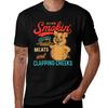 Old Row Smokin' Meats And Clapping Cheeks Funny BBQ T-Shirt Short Sleeve Tee Tops Summer Tops Clothes for Men
