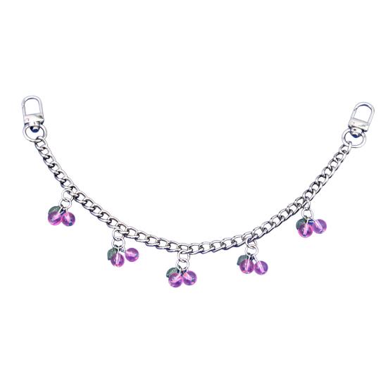 Rhinestone Cherry Bag Charm Cute Cherry Charm with Chain Sparkling Purse Charm for Women Handbag Clutch Tote Bag