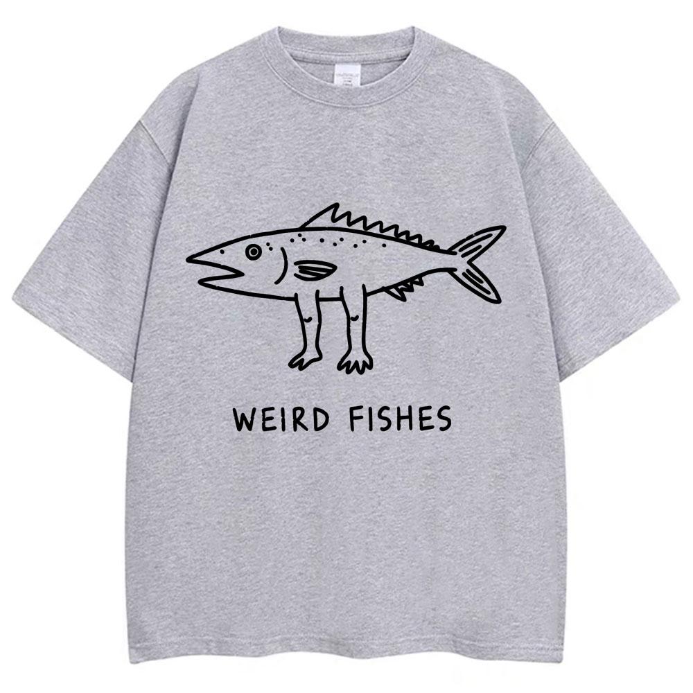 Weird Fish Meme Funny Print Tshirt Unisex Unisex Humor Fashion Personality T Shirts 100 Cotton Oversized Casual T Shirt Streetwear