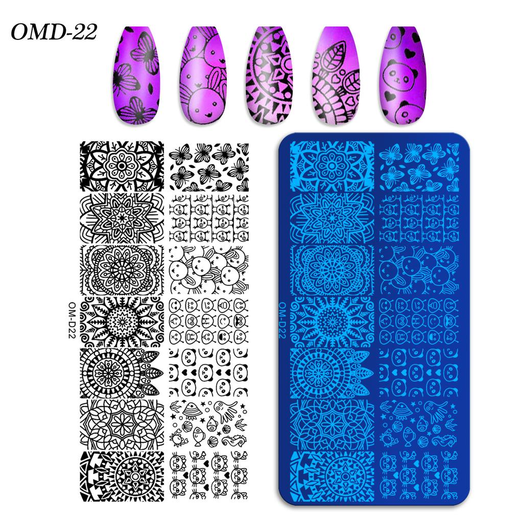 Nail Art Transfer Steel Plate, Rectangular Printing Oil Transfer Printing Steel Plate Blue Film Painted Board Omd Series