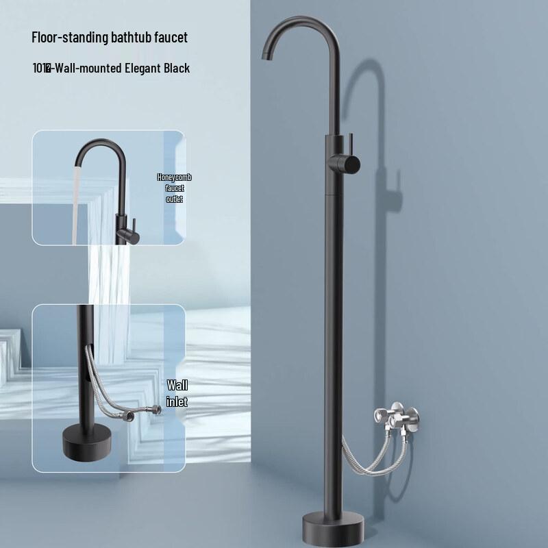 Tai Ju Fu Elegant Black Wall-Mounted Bathtub Faucet