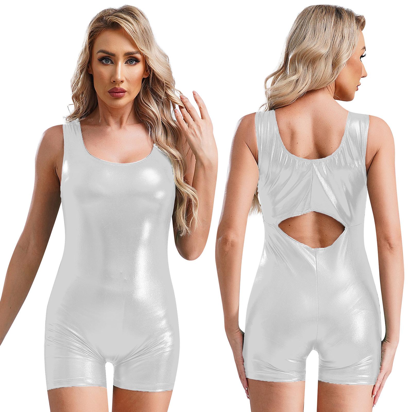 

Женская облегающая одежда для танцев на пилоне, популярные шорты для ночного клуба, дискотека, рейв, вечерние, комбинезон для черлидинга с вырезом сзади для тренировок по гимнастике M белый