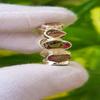 Natürlicher Roher Bicolor Turmalin Edelstein 925 Sterling Silber Eternity Ring 9 US