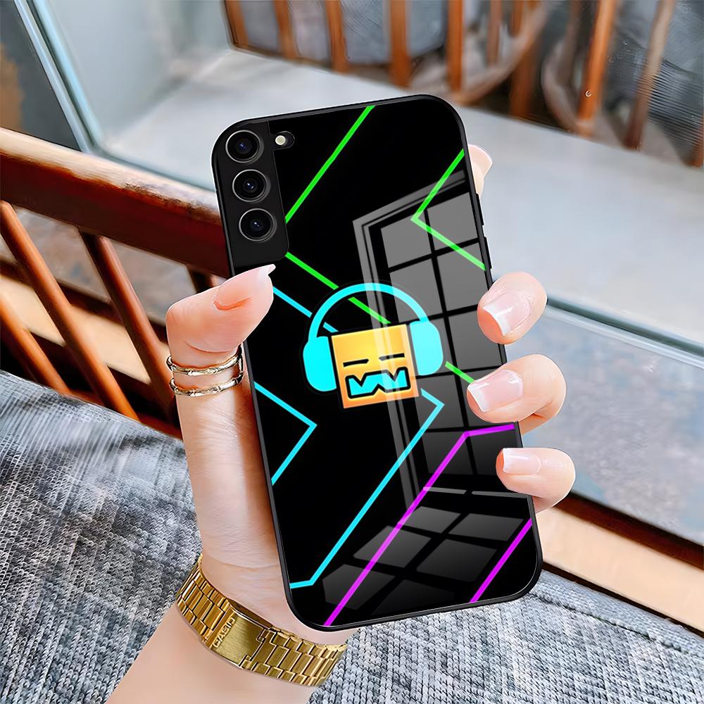 

G-Geometry Dash Game Phone Case For Samsung A25 A13 A33 5G A54 A36 A35 A56 A52 A14 Shockproof Glass Cover Samsung A14