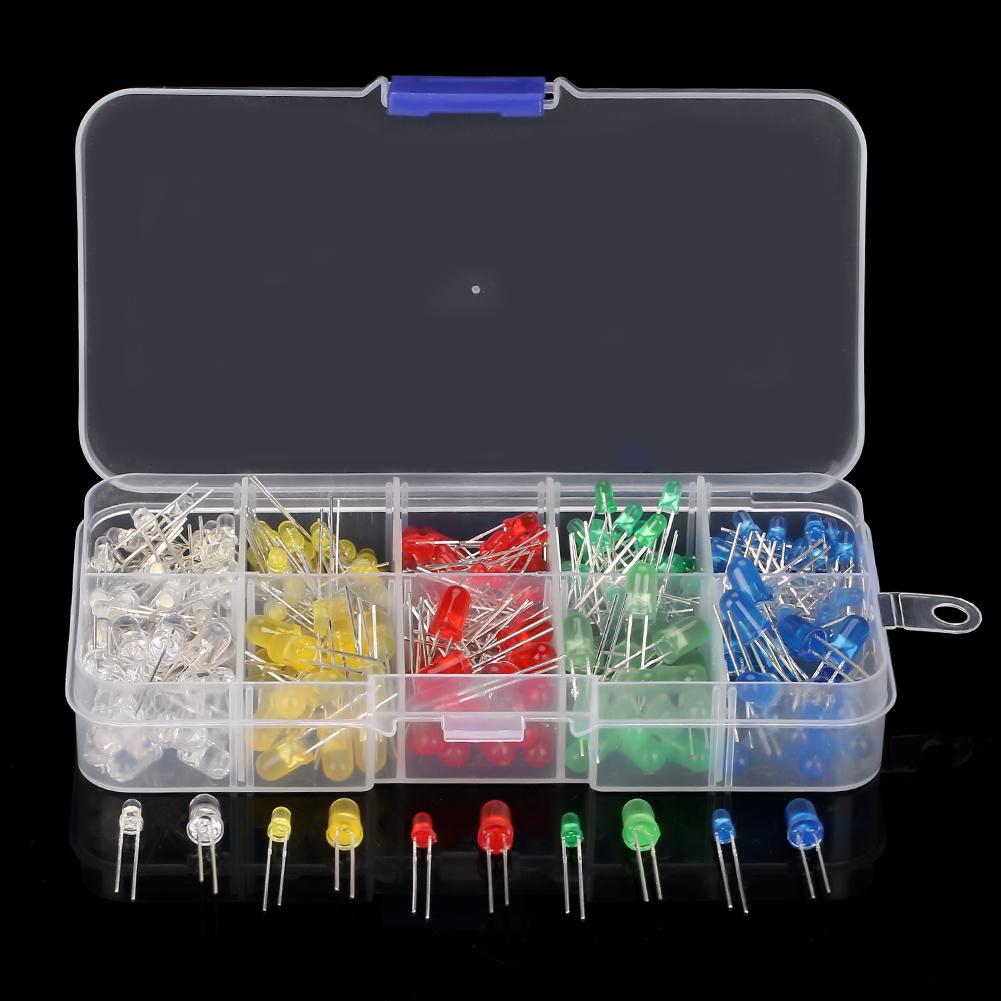 350PCS 3mm & 5mm Assorted Color LED Light Emitting Diode Assortment Kit