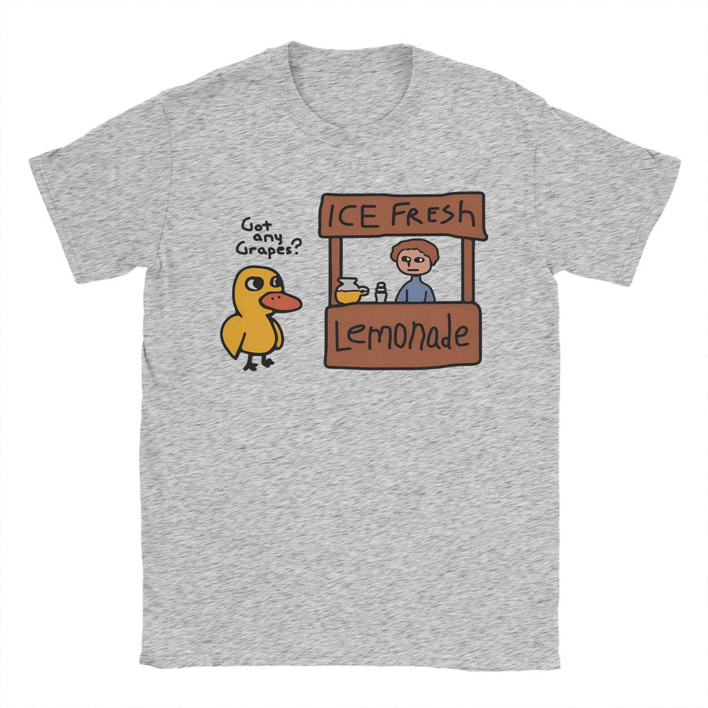 Novelty Got Any Grapes T-Shirts Men Round Neck Pure Cotton T Shirt Funy Cute Duck Song Short Sleeve Tee Shirt Plus Size Clothing
