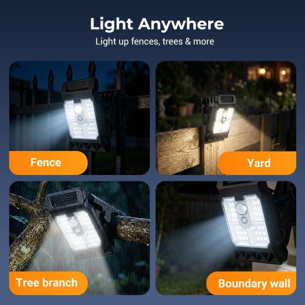 2026 New Waterproof Solar Clip Light with Motion Sensor, Portable Outdoor LED Camping Light, Adjustable Clip On Light for Garden, Garage,