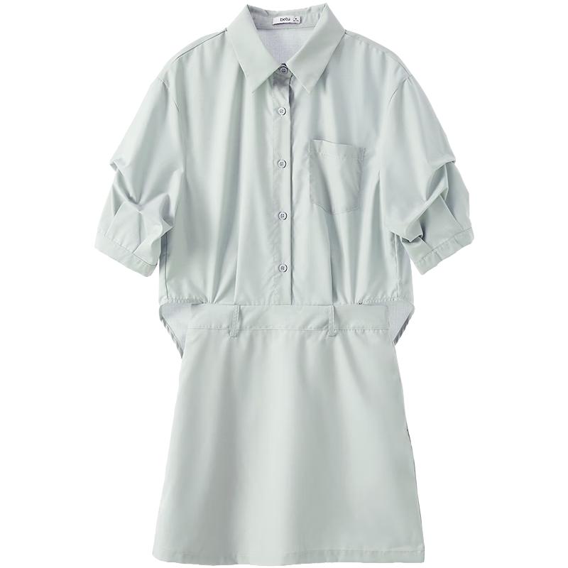 BETU Women s Faux Two-Piece Lapel Short-Sleeve Dress L