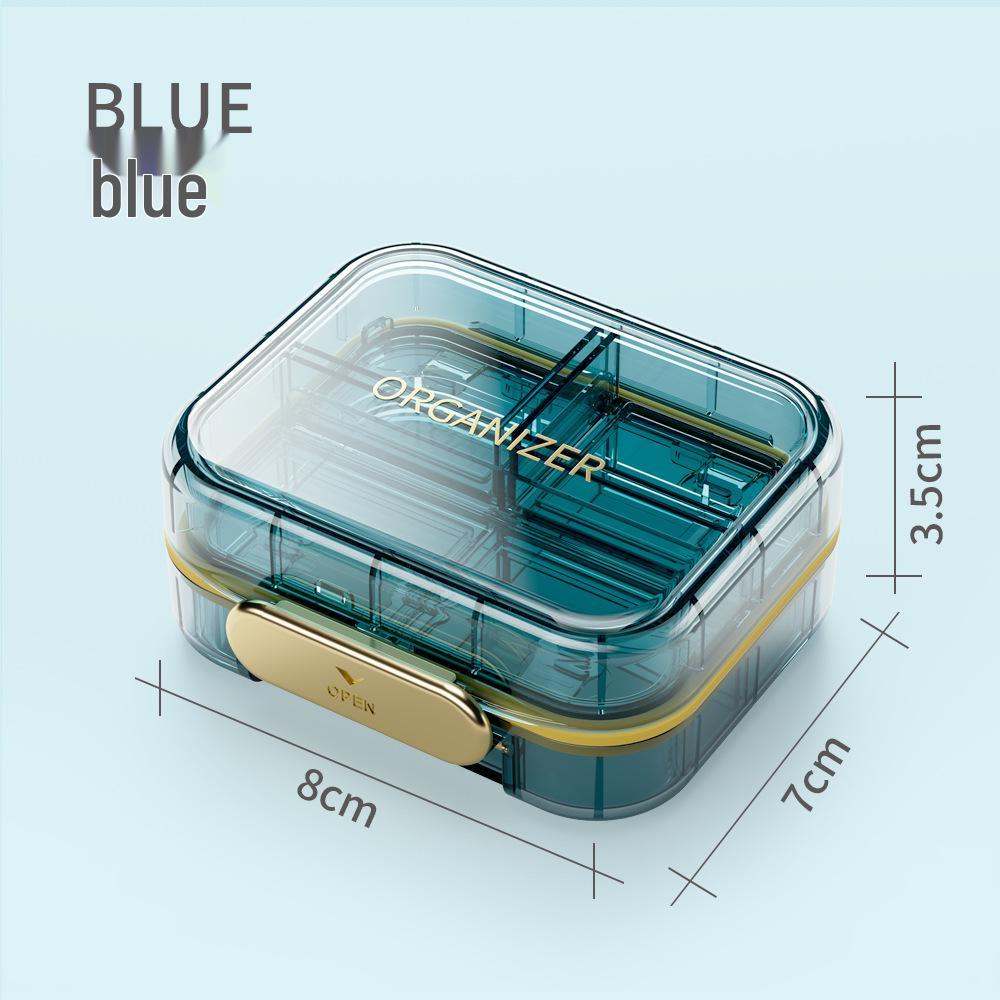 

Portable Moisture-Proof Medicine Box: Light-Proof, Multi-Compartment, Weekly Organizer синий