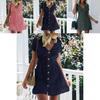 Stylish Women Button Down V Neck Mini Tea Dress In Soft Comfortable Fabric Perfect For Summer Days