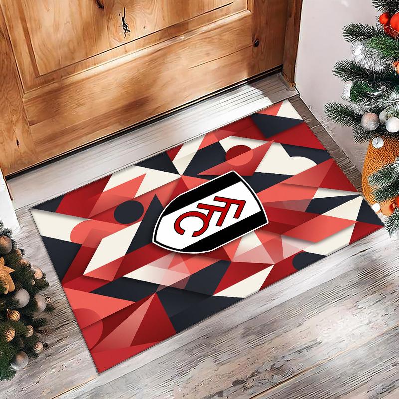 Fulham Football Print Crystal Velvet Rug, Comfortable Water Absorbent Non Slip Indoor Floor Carpet