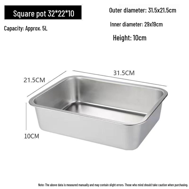 304 Stainless Steel Extra Large Deep Rectangular Self-Service Food Basin with Lid
