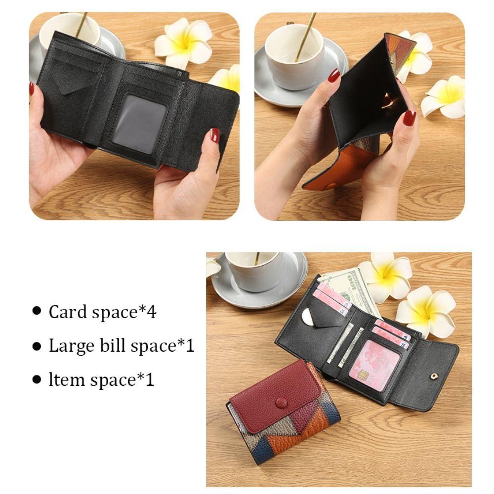 New PU Leather Short Wallet Small Zipper Card Holder Money Bag Women