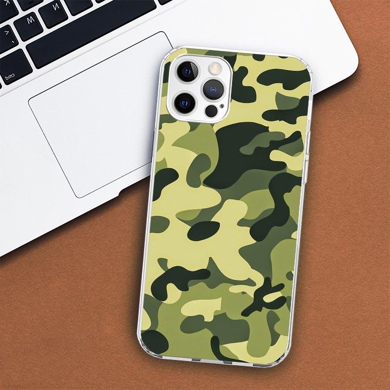 Camouflage Military Phone Case For Apple iPhone 11 12 13 15 14 Pro 7 XR X XS Max 8 Plus + Mini SE Customized Print Soft Cover