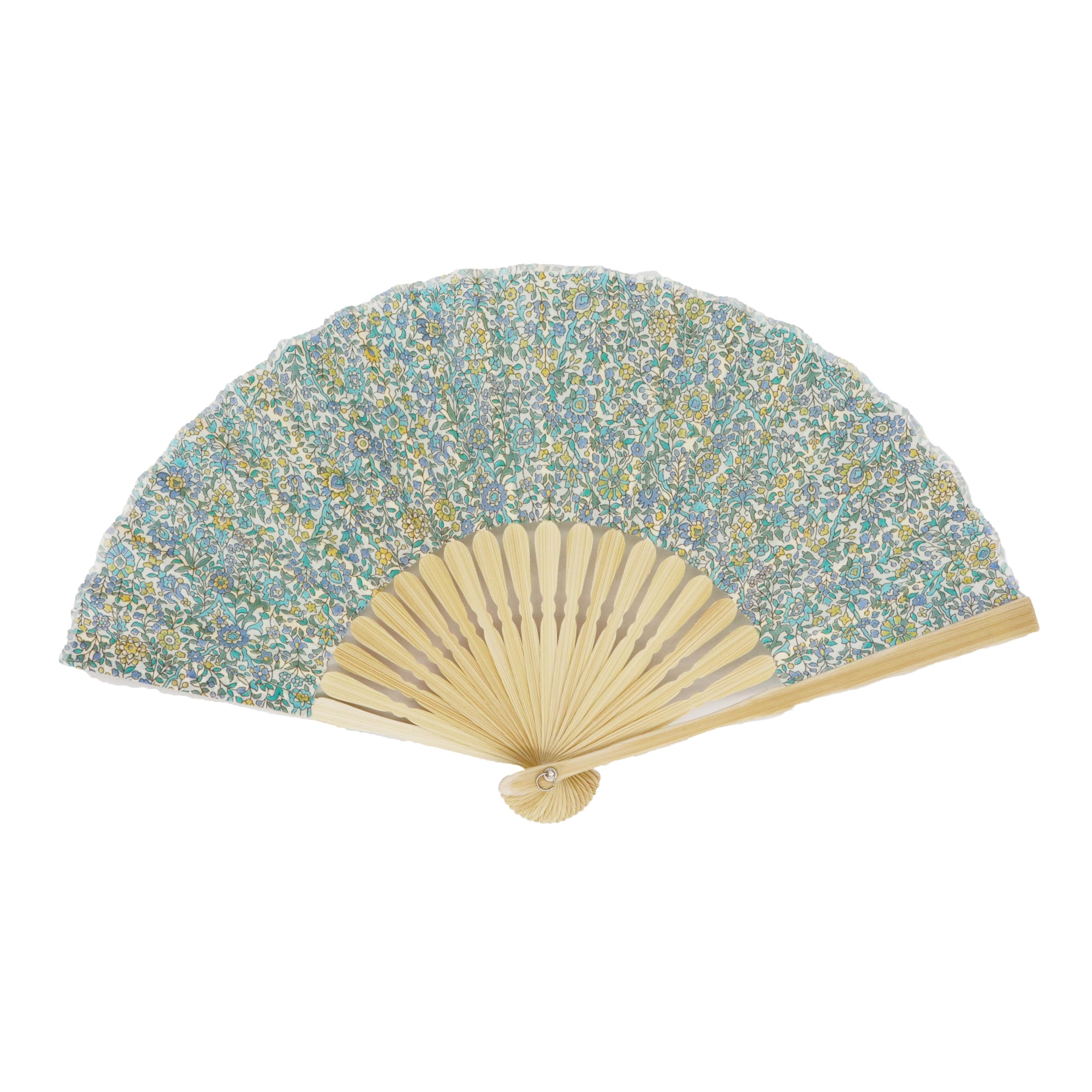 [Onishi Kensei Seihan] Ripple Women s Folding Fan, 20cm, N19-A05, Floral Pattern, Blue