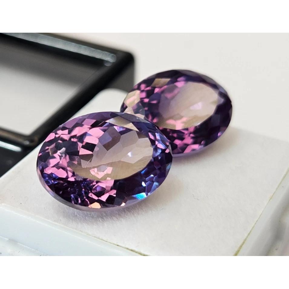 11-12 Ct Natural Color Changing Alexandrite Oval Cut Pair Fabulous Gemstone