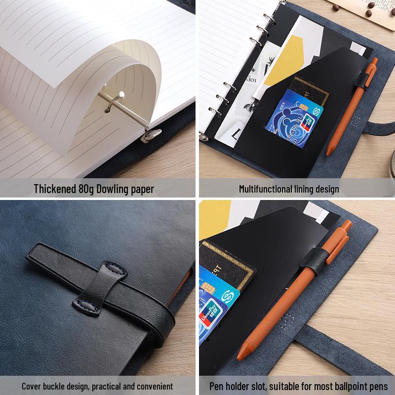 A5 Portable Loose-Leaf Notebook for Office, Students, and Business Meetings