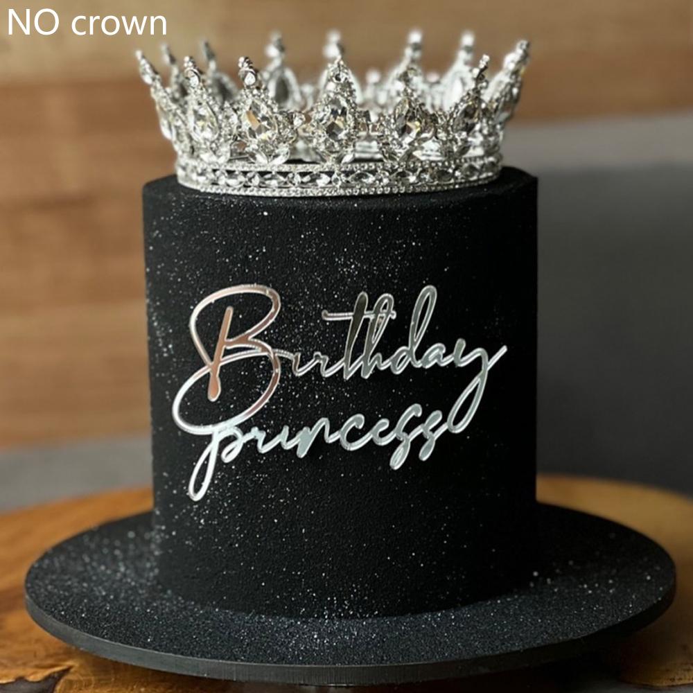 5 Stück Gold Silber Happy Birthday Prinzessin Kuchenaufsätze für Geburtstagsmädchen Damen Party Kuchen Dekoration Zubehör