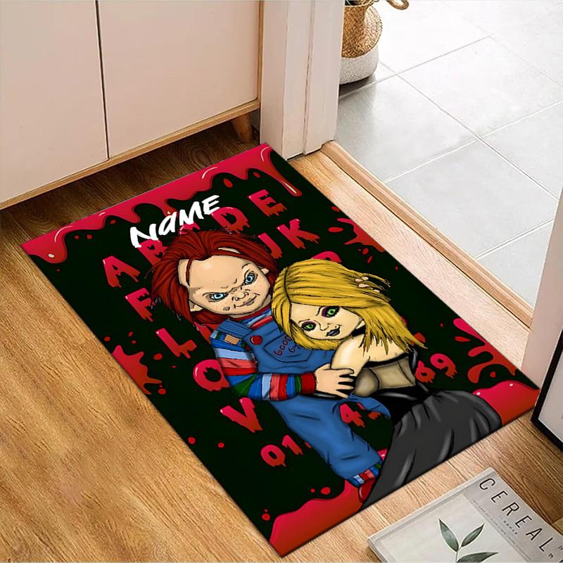 Custom Name Chucky's Bloody Tale Rug for Living Room, Game Rooms, Office, Bedroom, Floor Mat Playful Design, fan gifts Christmas decor