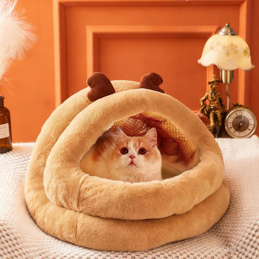 Christmas Indoor Cat House Removable Washable Warm Cat House Christmas Reindeer Theme For Small Medium Large Breeds Living Room