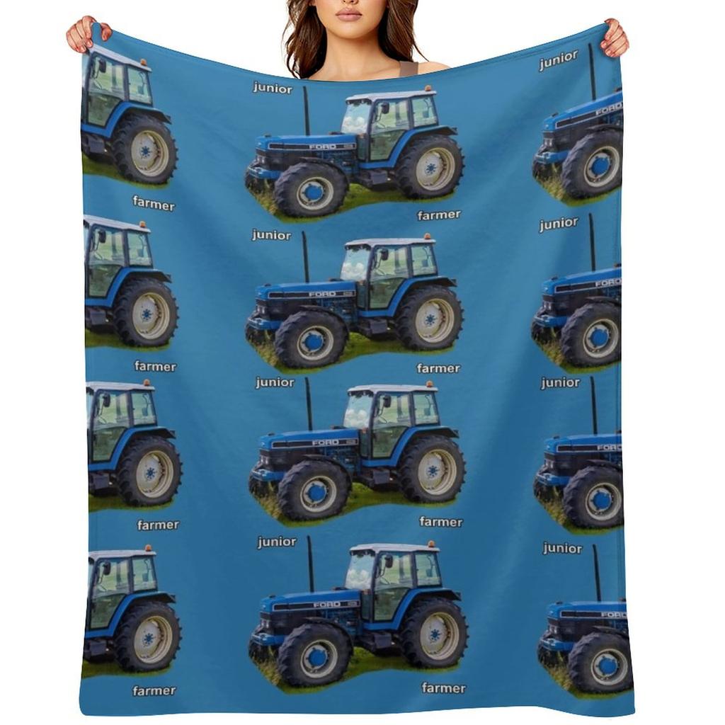 Blue Tractor Throw Blanket Summer Soft Plaid Weighted Christmas Decoration Blankets