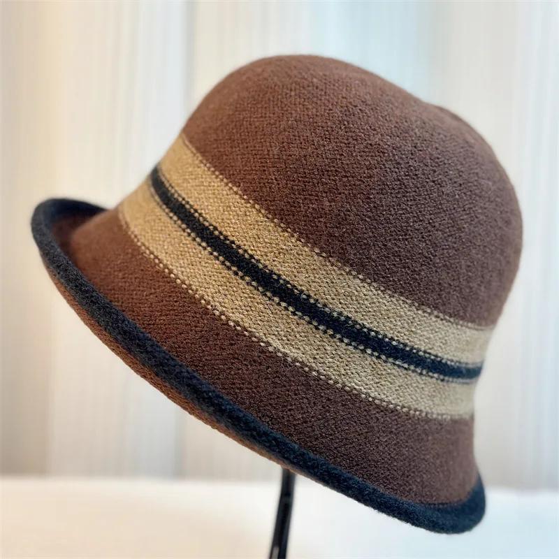 

Осень и Зима Французское Сочетание Цветов Элегантный Темперамент Панама Модный Взрыв Ретро Теплая Шляпа-Ведро 54-59 Adjustable коричневый