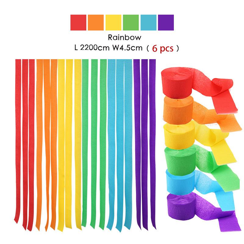 Rainbow 3Pcs/Set Crepe Paper Streamers For Wedding Birthday Party Backdrop Decoration Vibrant Multi-Colored Paper Crepe Garland Ribbon Decor