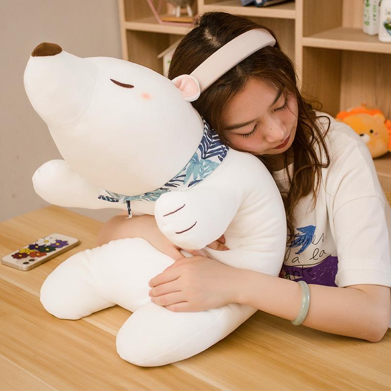 Cute Soft Pudding Polar Bear Plush Toy for Kids Girl Sofa Pillow Stuffed Animal Toy Pillow,Birthday Gift Plushies Toy Polar Bear