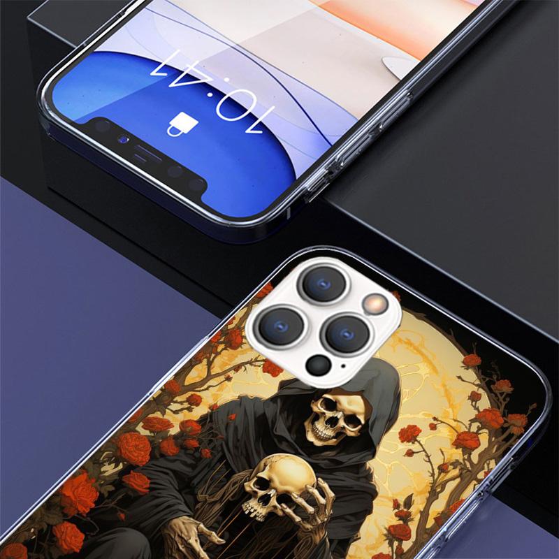 Reaper Skull Skeleton Gun Phone Case For iPhone 17 Air 16 Pro Max 16E 15 + 14 Plus 11 12 13 Mini 7 8 SE Gift Print Cover Fundas