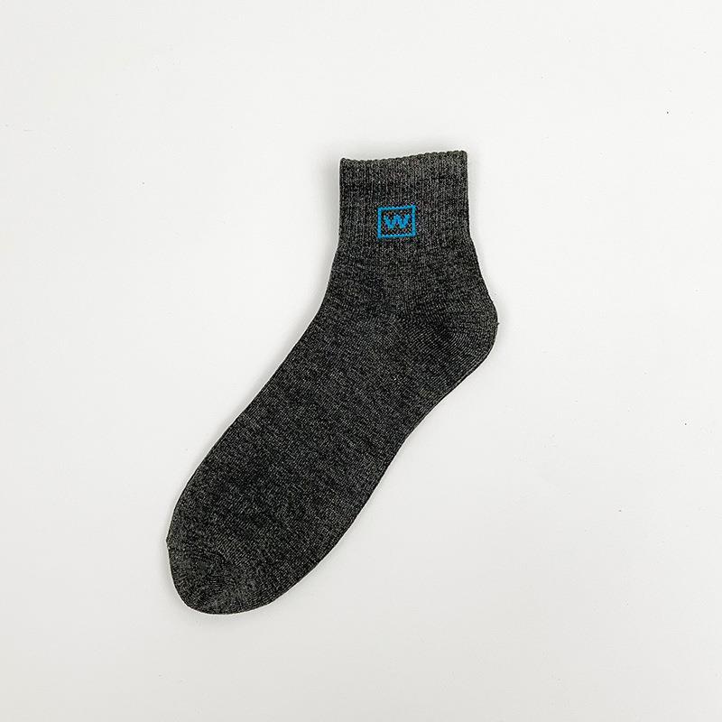 

Мужские весенне-летние повседневные простые однотонные спортивные плоские носки-гольфы с надписью 1 pair серый