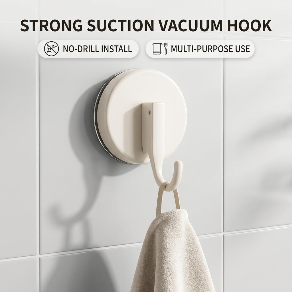 Abs Suction Cup Hook Strong Adhesion Wall Mounted Hanger For Bathroom Kitchen