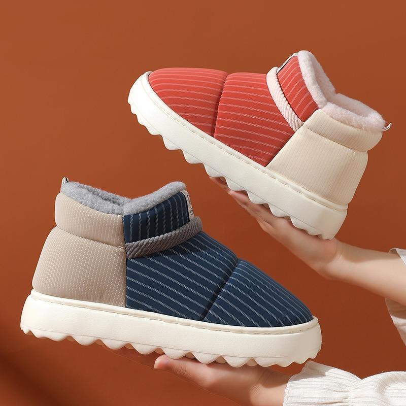 New Home Cotton Shoes, Indoor Home Thick-soled Waterproof Leather Cotton Shoes, Piled and Thickened Home Shoes Can Be Worn Outside