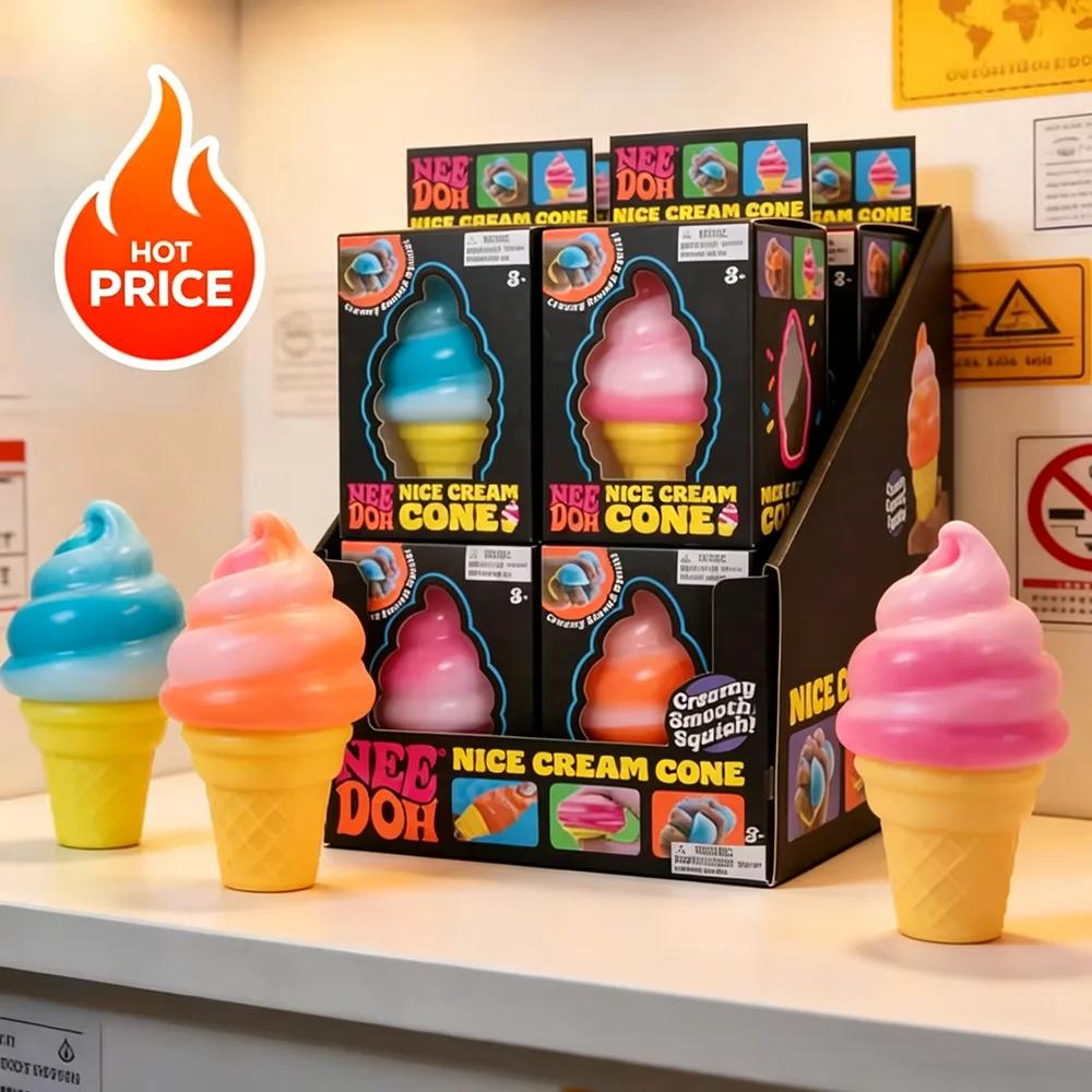 New Colorful Ice Cream Shaped Nice Cream Cone Sensory Stress Reliever Fidget Toy For Anxiety Focus Adults & Kids