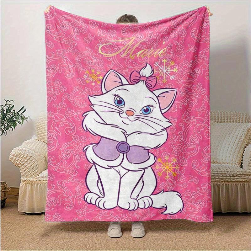 1PC Cute Cartoon Marie Cat Blanket, Seasonal Universal, Home Decoration, Throw, Blankets, Soft Flannel Throw Blanket, Versatile & Cozy for B