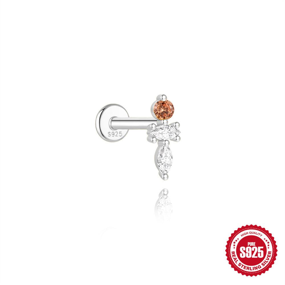 S925 Sterling Silver Daily Wear Quad Star Love Color Flower Diamond Cartilage Spiral Piercing Earrings 2026