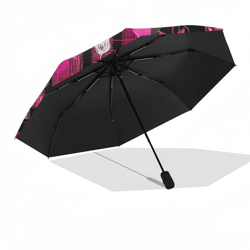1pc Abstract Floral Pattern Design Umbrella with Plastic Handle,Suitable for All Seasons Umbrellaptys26096