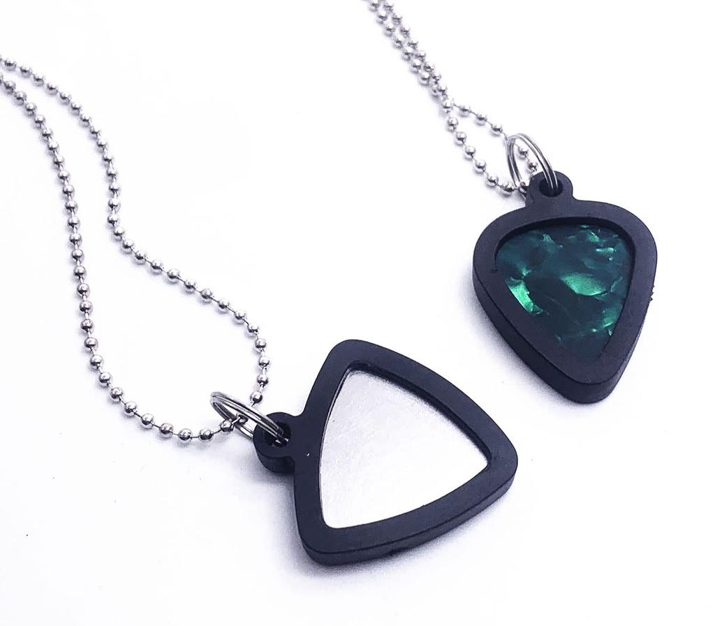 TUOREN Guitar Pick Holder Necklace with 3 Stainless Steel Picks and Colorful Celluloid Picks for Electric and Guitar, Bass, Ukulele, Guitarists,