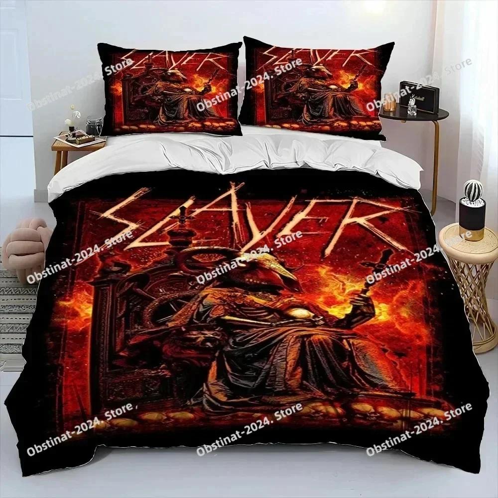 3D Slayer Heavy Metal Band Music Bedding Set Printed Single Comforter Quilt Bed Duvet Cover Pillow Case 3 Pieces Kids Adult Size