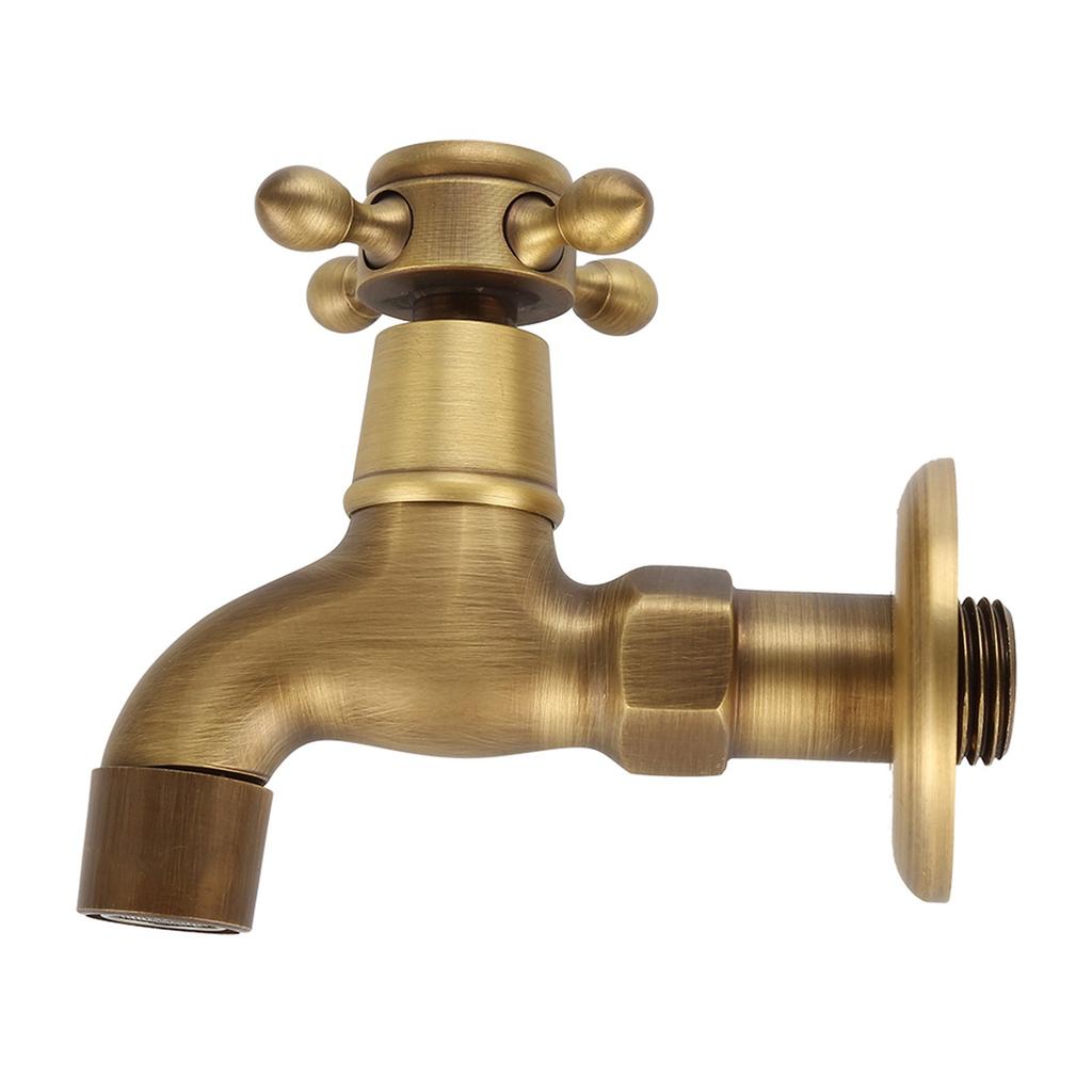 Wall Mounted Vintage   Brass Faucet Single Cold Water Tape for Kitchen Sink Mop Pool ( )