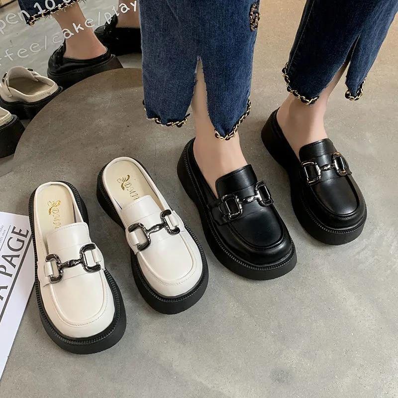 British style popular bag head slippers women's buckle spring and autumn jk with skirt muffin bottom Korean version trendy ins slippers