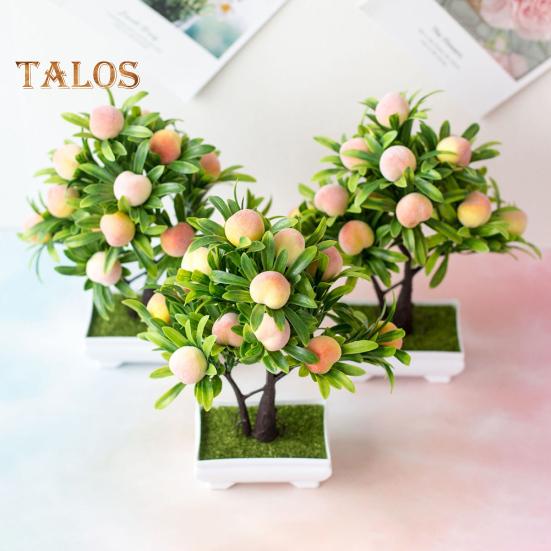 Elens Store 1Pc Artificial Flower Peach Tree Bonsai Home Office Garden Desktop Party Decor