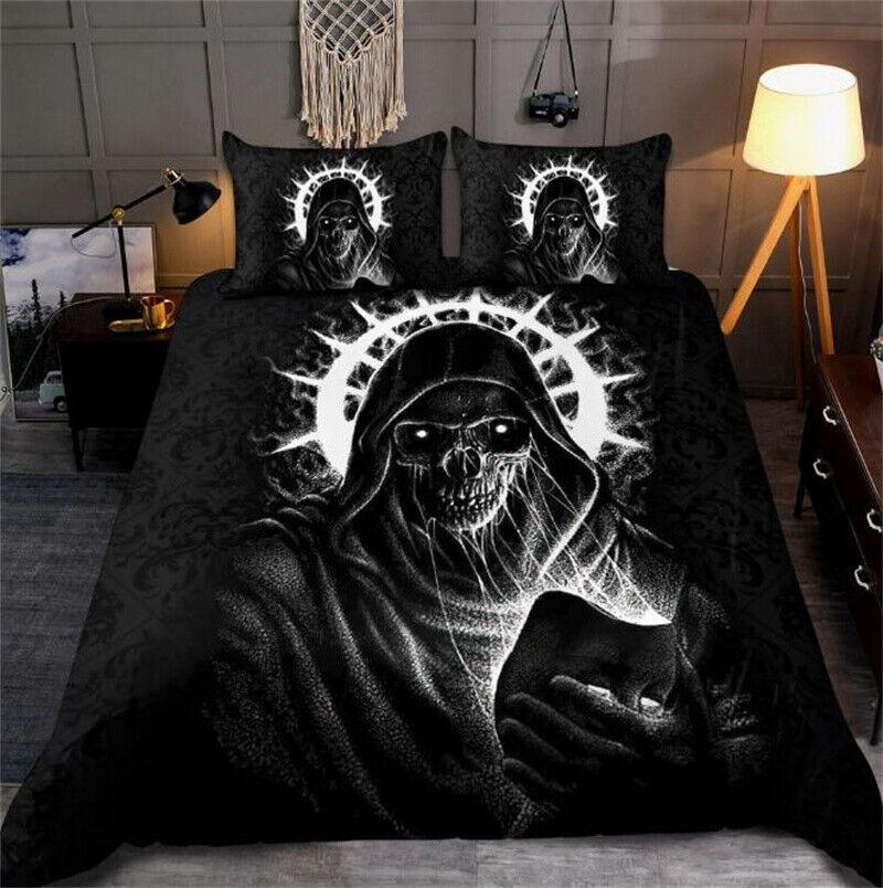 Skull Printed Bedding Set Duvet Cover Soft Comforter Cover Sets Gift for Dad