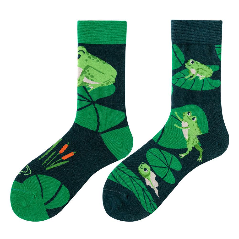 SMLSOX Summer Asymmetrical Mandarin Duck Couple Mid-Calf Colorful Christmas Cotton Fashion Socks