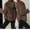 Fleece Thickened Warm Hooded Sweater Cardigan Women's Autumn and Winter Loose Imitation Lamb Plush Coat